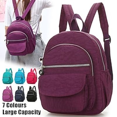 Women's Backpack School Bag Bookbag Mini Backpack Commuter Backpack School Outdoor Daily Solid Color Nylon Large Capacity Breathable Lightweight Zipper Black Navy Blue Sky Blue Lightinthebox