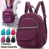 Women's Backpack School Bag Bookbag Mini Backpack Commuter Backpack School Outdoor Daily Solid Color Nylon Large Capacity Breathable Lightweight Zipper Black Navy Blue Sky Blue Lightinthebox - thumbnail