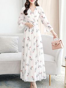 V Neck Floral Printed Maxi Dress