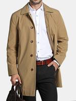 Mens Casual Turn-down Collar Slim Fit Overcoat Trench Coat