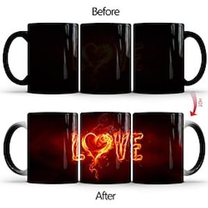 LOVE Color Changing Coffee Mug, 11oz Ceramic Coffee Cups, Heat Sensitive Water Cups, Summer Winter Drinkware, Birthday Gifts, New Year Gifts, Valentine's Day Gifts Lightinthebox