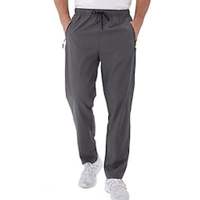 Men's Athletic Pants Active Pants Riding Pants Outdoor Athleisure Daily Sports Breathable Quick Dry Soft Comfortable Pocket Drawstring Elastic Waist Plain Full Length Fashion Casual Activewear Wine Lightinthebox