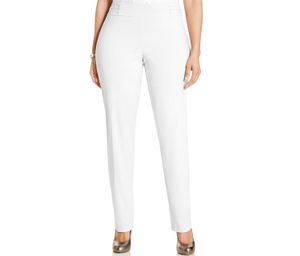 Petite Plus Size Pull-On Slim-Leg Pants  Bright White