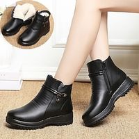 Women's Boots Snow Boots Soft Shoes Comfort Shoes Outdoor Daily Booties Ankle Boots Rhinestone Flat Heel Round Toe Plush Comfort Minimalism PU Zipper Solid Color Black Lightinthebox - thumbnail