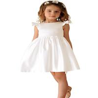 V-Back Satin Flower Girl Dress Girls Pretty Pageant for Wedding Guest First Communion Gown with Bowknot Lightinthebox