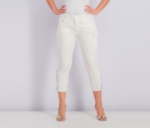 Womens Belt Loops Crop Pants  Ivory