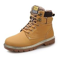 Men's Boots Snow Boots Work Boots Winter Boots Daily Hiking Shoes Cowhide Mid-Calf Boots Yellow Brown Black Winter Lightinthebox - thumbnail