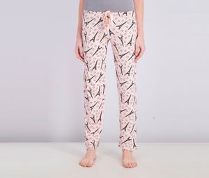 Womens Allover Print Pajama Pants  Light Pink