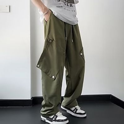 Men's Cargo Pants Cargo Trousers Baggy Pocket Drawstring Elastic Waist Camouflage Comfort Breathable Outdoor Daily Going out Fashion Casual Black Green Lightinthebox