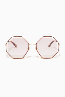 Poppy Petite Octagonal Sunglasses in Metal
