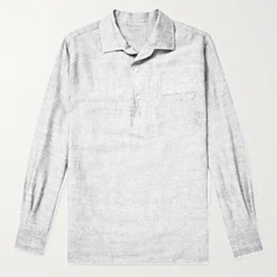 Men's Linen Shirt Summer Shirt Beach Shirt White Yellow Light Green Long Sleeve Plain Turndown Summer Outdoor Street Clothing Apparel Button-Down miniinthebox