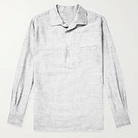 Men's Linen Shirt Summer Shirt Beach Shirt White Yellow Light Green Long Sleeve Plain Turndown Summer Outdoor Street Clothing Apparel Button-Down miniinthebox - thumbnail