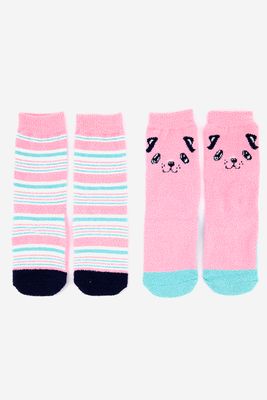 Kids Girls 2 Pairs Cozy Critter Crew Soft Socks Pink Kids Girls 2 Pairs Cozy Critter Crew Soft Socks Pink