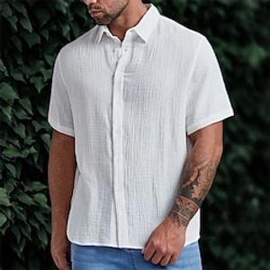 Men's Shirt Solid Color Turndown Street Daily Button-Down Long Sleeve Tops Designer Casual Fashion Comfortable White miniinthebox