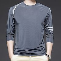 Men's T shirt Tee Muscle Shirt Moisture Wicking Shirts Tee Top Plain Crew Neck Athleisure Vacation Long Sleeve Clothing Apparel Stylish Classic  Timeless Workout Lightinthebox - thumbnail