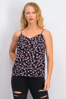 Womens Floral Print Tops Black Combo Womens Floral Print Tops Black Combo