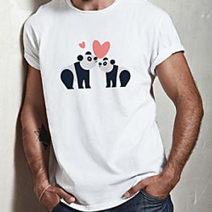 Men's Unisex Tee T shirt Hot Stamping Graphic Prints Panda Plus Size Print Short Sleeve Casual Tops 100% Cotton Basic Designer Big and Tall White Lightinthebox