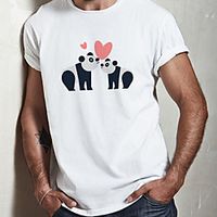Men's Unisex Tee T shirt Hot Stamping Graphic Prints Panda Plus Size Print Short Sleeve Casual Tops 100% Cotton Basic Designer Big and Tall White Lightinthebox - thumbnail