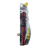 Swooosh Cat On A Runway Nylon Two-Color Reflective Safe Collar - Red