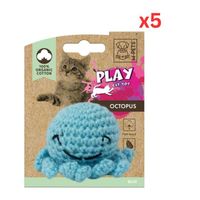 M-PETS Octopus Organic Cotton Cat Toy Blue (Pack Of 5)