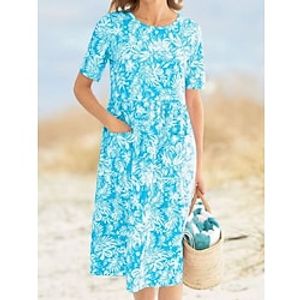 Women's A Line Dress Midi Dress Blue Short Sleeve Floral Print Ruched Print Spring Summer Crew Neck Elegant Vacation 2022 S M L XL XXL 3XL Lightinthebox