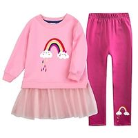 2 Pieces Kids Girls' Graphic Ruched Pants Suit Set Long Sleeve Active School 7-13 Years Spring (Mesh) Pink Dress  Rose Red Pants (Mesh) Sapphire Blue Dress  Sapphire Blue Pants (Mesh) Purple Lightinthebox - thumbnail