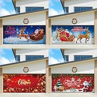 Christmas Garage Door Banner, Indoor Outdoor Christmas Holidays, Happy Background, Decoration Cover, Christmas Happy New Year Banner, Large Door Cover, Christmas Decoration miniinthebox - thumbnail