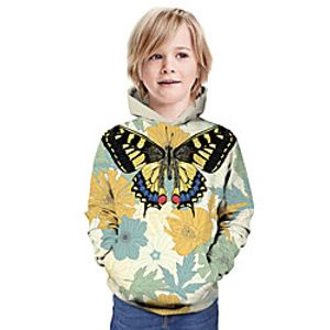Kids Boys' Hoodie  Sweatshirt Long Sleeve Butterfly Graphic Animal Unisex Print Light Blue Children Tops Summer Active Christmas Regular Fit 3-13 Years Lightinthebox