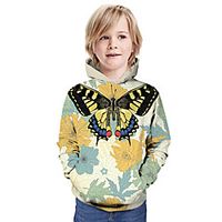 Kids Boys' Hoodie  Sweatshirt Long Sleeve Butterfly Graphic Animal Unisex Print Light Blue Children Tops Summer Active Christmas Regular Fit 3-13 Years Lightinthebox - thumbnail