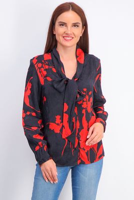 Womens Floral Top Black/Red Womens Floral Top Black/Red