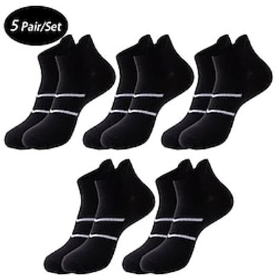 Men's 5 Pack Multi Packs Socks Ankle Socks Low Cut Socks Running Socks Casual Socks Black White Color Color Block Sports  Outdoor Casual Daily Basic Medium Spring Fall Fashion Lightinthebox
