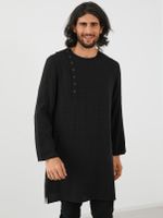Men Casual Plaid Mid-length Button Front T-Shirt - thumbnail