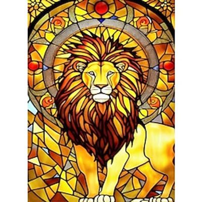 1pc Animals DIY Diamond Painting Glass Crystal Lion Painted Diamond Painting Handcraft Home Gift Without Frame miniinthebox