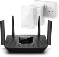 Linksys Bundle - MR8300 Tri-Band MU-Mimo Mesh WiFi Router & 2 Velop Dual-Band Whole Home Plug-In Nodes (AC4800, Works with any ISP plan or modem), Black