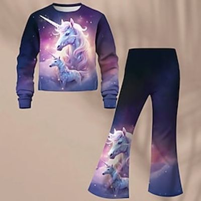 Girls' 3D Unicorn Sweatshirt Flare Pants Set Long Sleeve 3D Print Spring Fall Active Fashion Daily Polyester Kids 3-12 Years Crew Neck Outdoor Date Vacation Regular Fit Lightinthebox Girls' 3D Unicorn Sweatshirt Flare Pants Set Long Sleeve 3D Print Spring Fall Active Fashion Daily Polyester Kids 3-12 Years Crew Neck Outdoor Date Vacation Regular Fit Lightinthebox
