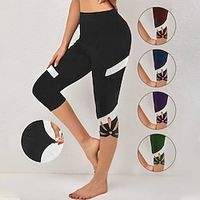 Women's Yoga Pants Yoga Leggings Quick Dry Moisture Wicking High Waist Yoga Fitness Gym Workout Tights Leggings Capri Leggings Color Block Violet Black Burgundy Sports Activewear Stretchy Skinny Lightinthebox