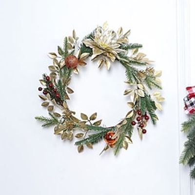 Christmas Wreath Door Xmas Garland Handcrafted with Artificial Eucalyptus Berries Ornaments for Farmhouse Holiday Thanksgiving Christmas Decoration miniinthebox