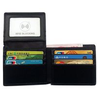 RFID Blocking Genuine Leather Wallet Magnetic Capacity Card Package