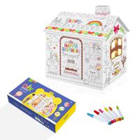 Eazy Kids - Diy Doodle Coloring Kit With Set Of 6 Sketch Pens - Happy Birthday House