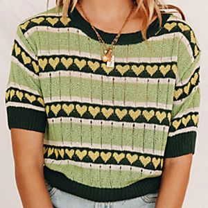 2021 autumn and winter aliexpress amazon hot style heart-shaped jacquard blouse sweater, a drop-off t1382 miniinthebox
