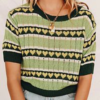 2021 autumn and winter aliexpress amazon hot style heart-shaped jacquard blouse sweater, a drop-off t1382 miniinthebox - thumbnail