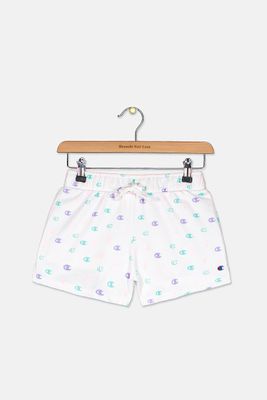 Girls Allover Print French Terry Shorts White Combo Girls Allover Print French Terry Shorts White Combo