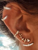 Gold Rhinestone Geometric Shape Five-piece Earring Set Gold Rhinestone Geometric Shape Five-piece Earring Set