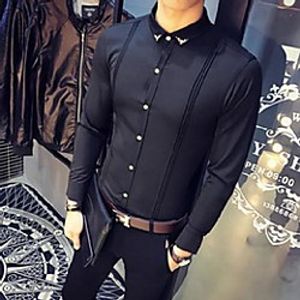 2018 new arrival mens shirt slim fit tuxedo shirts male long sleeve red black white casual shirt men plus size clothing Lightinthebox