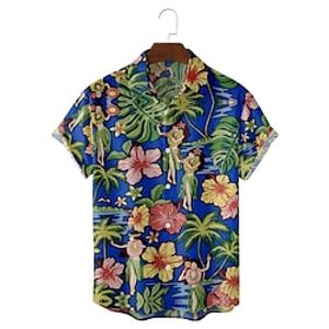 Men's Shirt 3D Print Graphic Prints Turndown Casual Daily Short Sleeve Tops Casual Hawaiian Sea Blue Lightinthebox