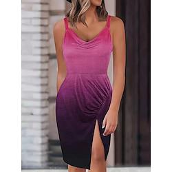 Women's Summer Dress Midi Dress Patchwork Date Vacation Elegant Spaghetti Strap Sleeveless Yellow Purple Orange Color Lightinthebox