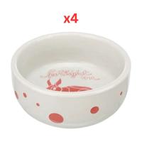 Trixie Spotlight Comic Rabbits Ceramic Bowl For Small Pets - Red 11cm (Pack Of 4)