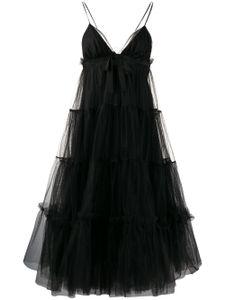 Brognano tulle tiered midi dress - Black