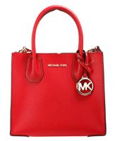 Michael Kors Mercer Medium Bright Red Pebble Leather Messenger Crossbody Bag - 88653