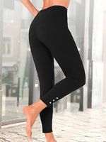 Women Casual Solid Elastic Leggings